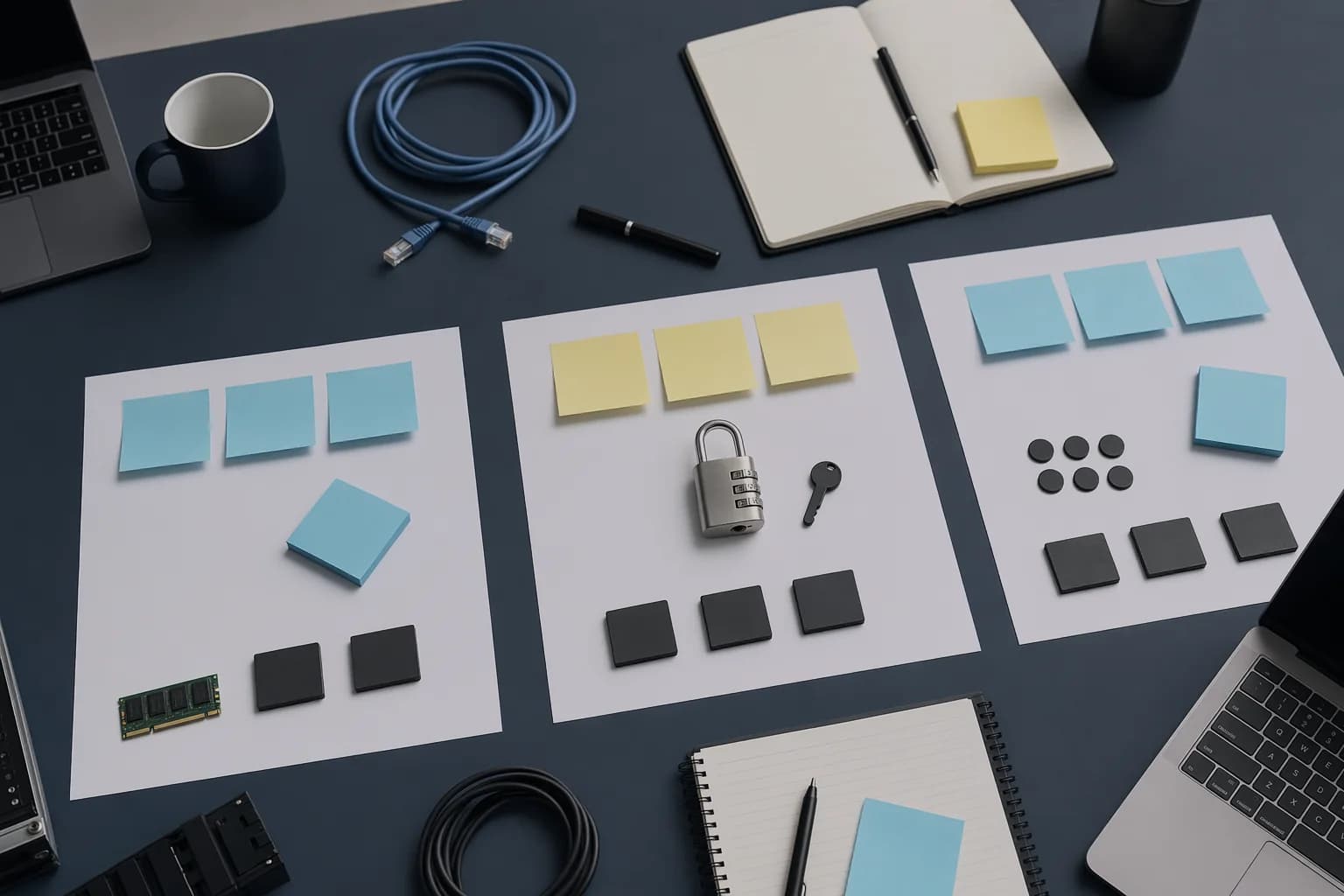 Workshop table mapping IT operations, security controls, and digital delivery