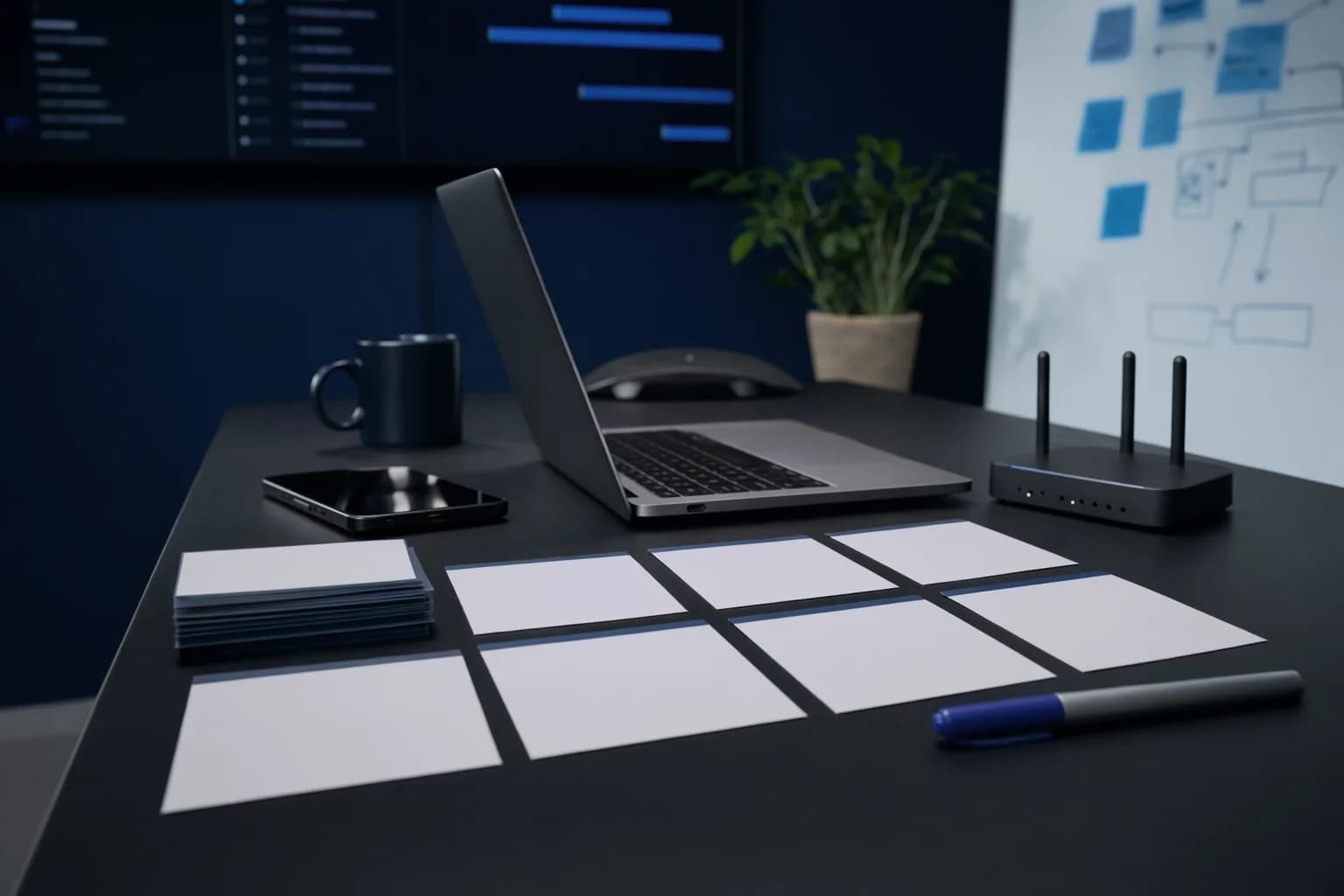 Startup product operations table with launch and platform planning artifacts